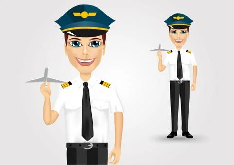 Pilot holding plane model Stock-Illustration