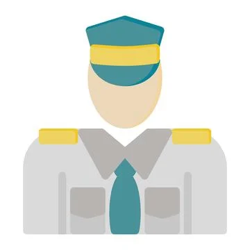 Pilot icon in Flat Style. Color Fill Stock Illustration
