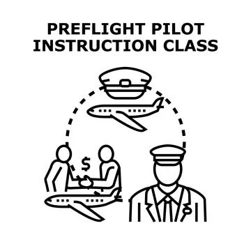 Pilot instruction class learning preflight procedures concept Stock Illustration