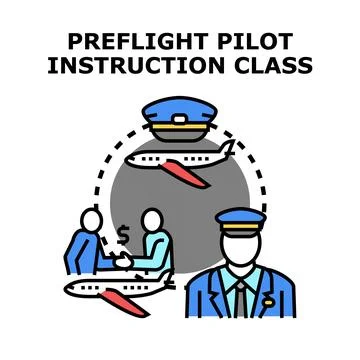 Pilot instruction class learning preflight procedures concept Stock Illustration