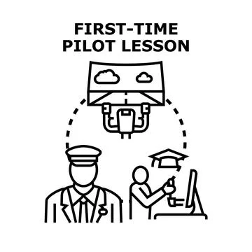 Pilot instructor teaching student flying in simulator Stock Illustration