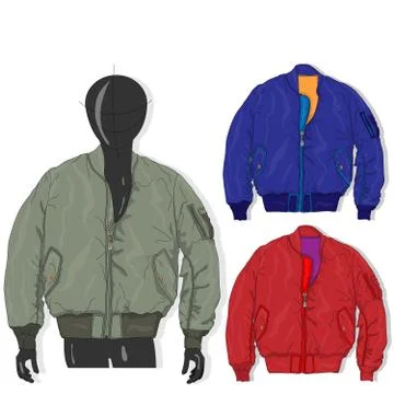Pilot jacket. Bomber. Vector illustration. Men clothes collection. Stock Illustration