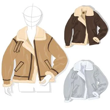 Pilot jacket. Bomber. Vector illustration. Men clothes collection. Stock Illustration