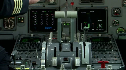 Pilot landing in gas handle Cockpit from private plane Stock Footage 51346778