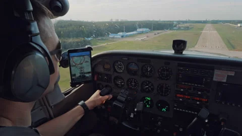 The pilot is landing the plane Stock Footage 146362809