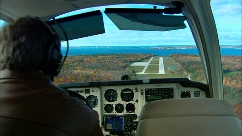 Pilot Landing Plane POV Stock Footage 74858824