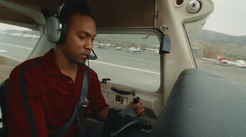 Pilot lifting off in small plane Video stock 60271890