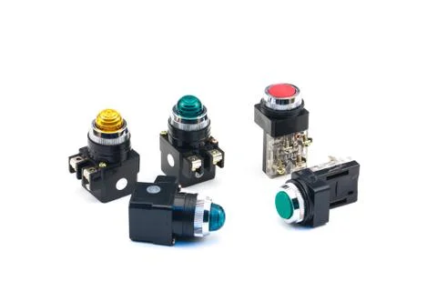 Pilot light and push botton switch Stock Photos
