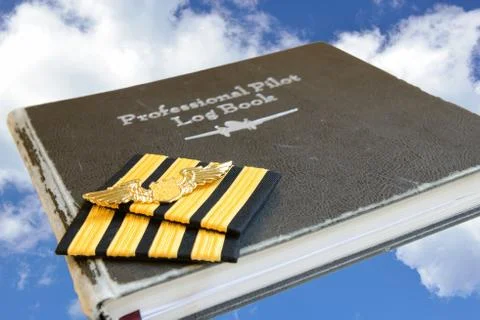 Pilot log book and  pilot sign. Stock Photos