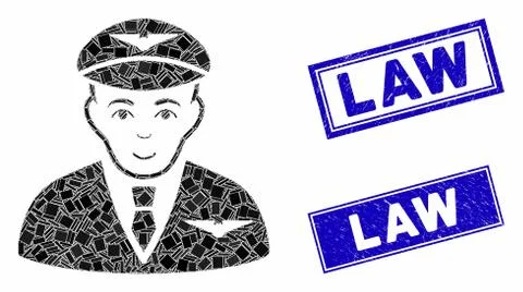 Pilot Mosaic and Scratched Rectangle Stamp Seals Illustrazione stock