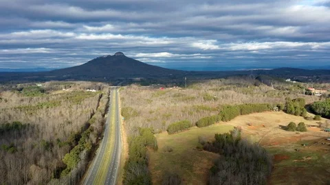 Pilot Mountain on the horizon Stock Footage 122590067