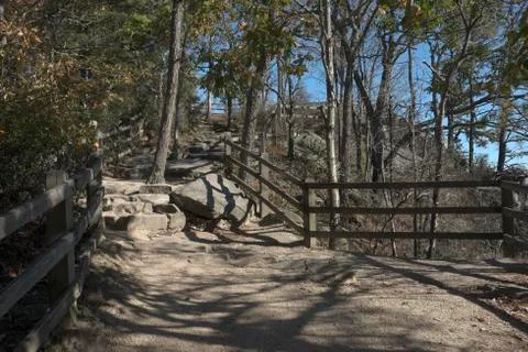 Pilot mountain state park pathway to overlook Stock Photos
