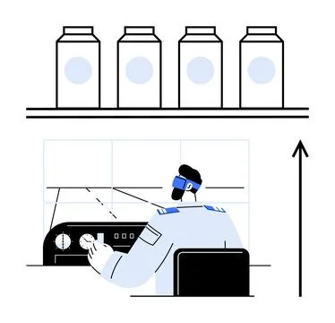 Pilot Navigating High-Tech Aircraft Console with Futuristic VR and Aero Dyn.. Stock Illustration