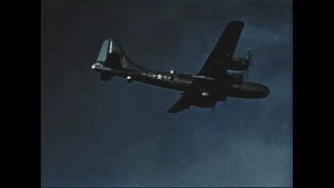 Pilot operate Boeing B-50 Superfortress during nuclear weapon test - 1953 Stock Footage 106047213
