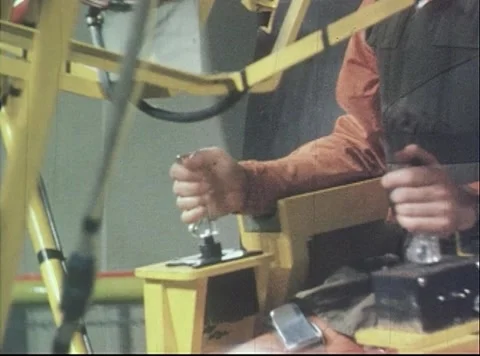 Pilot operating hand controller of Multi-Axis Space Test Facility Stock Footage 262445183