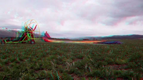 Pilot packing up ultralight fast motion HD 3D Stock Footage 3527904