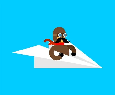 Pilot on paper aircraft. vector illustration Illustrazione stock