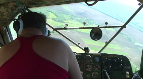 Pilot in plane 2 Stock Footage 38334707
