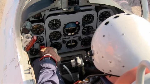 Pilot in a plane cabin video Stock Footage 108298548