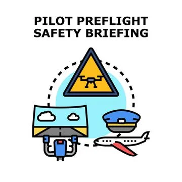 Pilot preflight safety briefing planning flight operations Stock Illustration