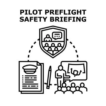 Pilot preflight safety briefing planning and training Stock Illustration