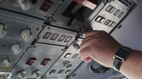 Pilot prepare cockpit before flight Stock Footage 60114876