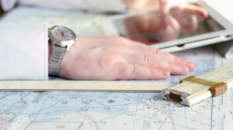 Pilot preparing to fly on a plane using a computer Stock Footage 62470032