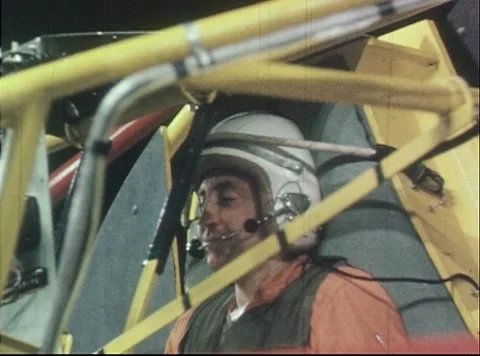 Pilot preparing for test flight in Multi-Axis Space Test Facility Stock Footage 262445184