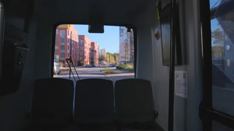 The pilot project of the self-driving electric robot bus Stock Footage 164099843