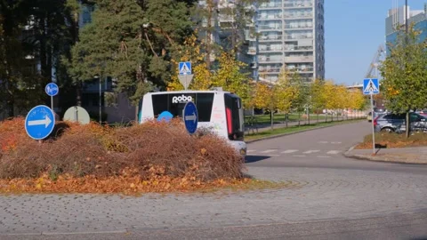 The pilot project of the self-driving electric robot bus Stock Footage 164099959