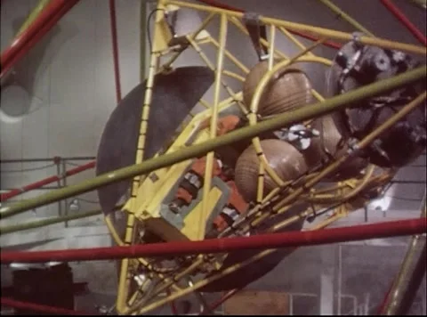 Pilot rotating in Multi-Axis Space Test Inertia Facility during simulated flight Stock Footage 262445275
