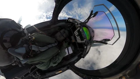 Pilot s Eye View from Fighter Jet - High-Altitude Cockpit Shot Stock Footage 315581613