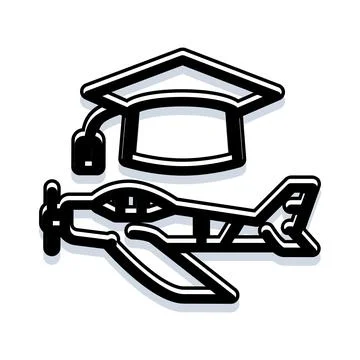 Pilot school graduation hat with airplane illustration 스톡 일러스트