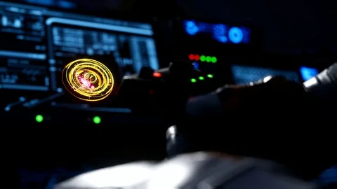 Pilot soldier executes plan during withdrawal in cockpit Stock Footage 117967059