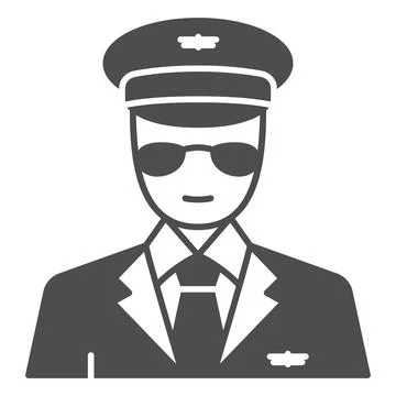 Pilot solid icon, airlines concept, pilot vector sign on white background, pilot 스톡 일러스트