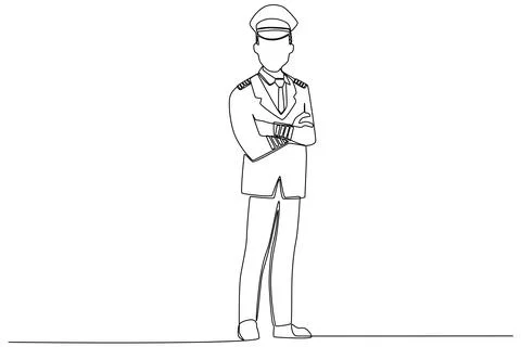 A pilot standing in full pilot attire Stock Illustration
