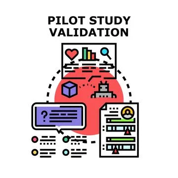 Pilot study validation process analyzing survey results Stock Illustration