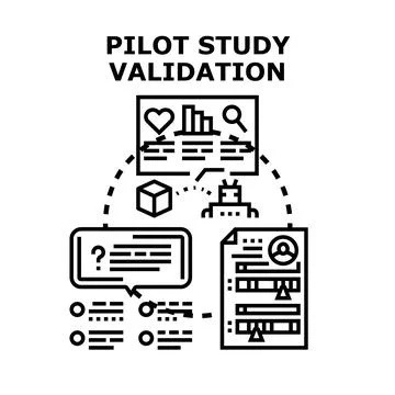 Pilot study validation process analyzing survey results Stock Illustration