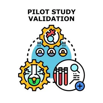 Pilot study validation process with scientific research and analysis Illustrazione stock
