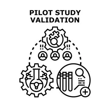 Pilot study validation process with scientific research and analysis Illustrazione stock