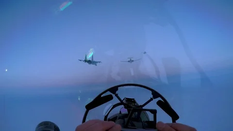 The pilot takes pictures in flight Video stock 100291535