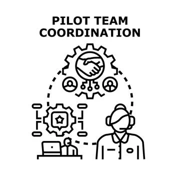 Pilot team coordination and communication concept Stock Illustration