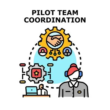 Pilot team coordination and communication concept Stock Illustration