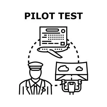 Pilot test for aviation flying examination concept Stock Illustration