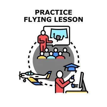 Pilot training course for flying lesson practice Stock Illustration