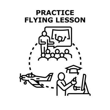 Pilot training course for flying lesson practice Stock Illustration