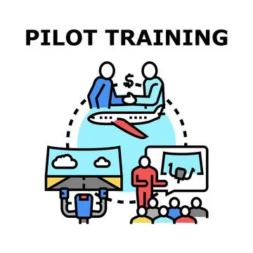 Pilot training education flight school concept Stock Illustration