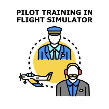 Pilot training in flight simulator concept illustration Illustrazione stock