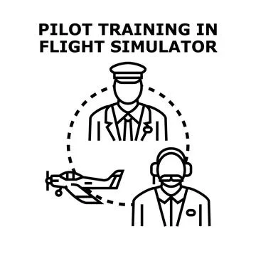 Pilot training in flight simulator concept illustration Illustrazione stock