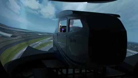 Pilot training on a light aircraft simulator Video stock 223468458